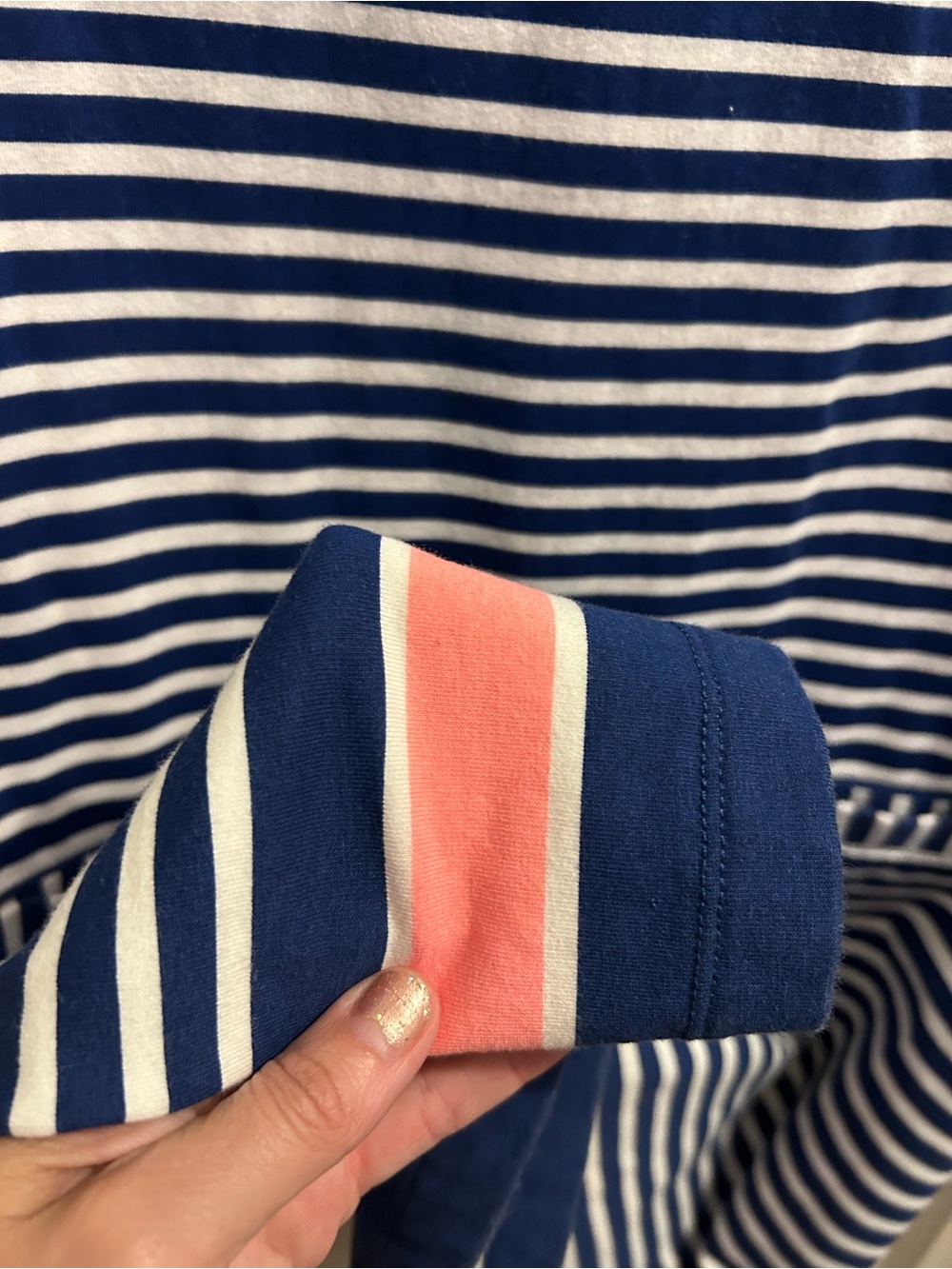 Lilly Pulitzer Irina French Terry Navy & White Striped Shift Dress Pink Trim - Picture 6 of 9